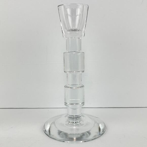 Pair of Calvin Klein Geometric Crystal Glass Candle Stick Holders - Picture 2 of 6